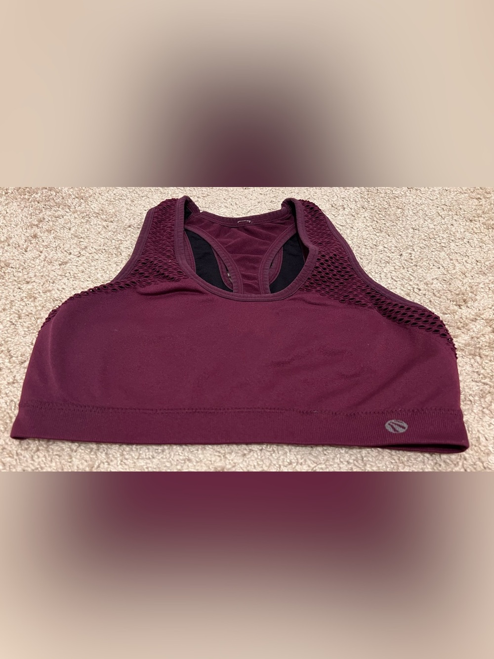 Women’s Burgundy Mesh Racerback Sports Bra - Yoga Top - Size Medium